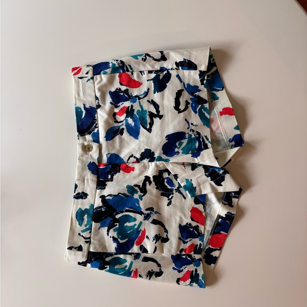 Floral Print Shorts in White, Blue, and Red